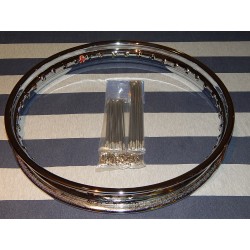 Ensemble Jante Chromé Anglaise et Rayons Pour BSA B33, M20, M21, A10, A65, B44 (Roue Avant)