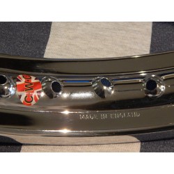 Ensemble Jante Chromé Anglaise et Rayons Pour  BSA A65 Spitfire et Goldstar Clubman (Roue Avant)