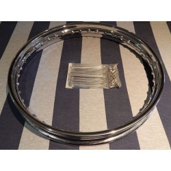 Ensemble Jante Chromé Anglaise et Rayons Pour  BSA A65 Spitfire et Goldstar Clubman (Roue Avant)