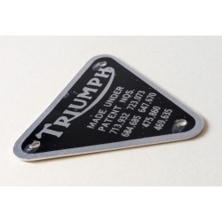 Plaque de Brevet de Carter de Distribution AVEC DÉFAUT Triumph Finition Aluminium