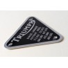 Plaque de Brevet de Carter de Distribution AVEC DÉFAUT Triumph Finition Aluminium