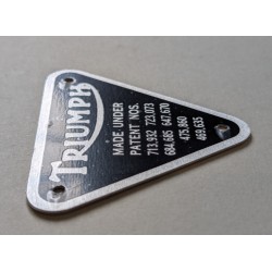 Plaque de Brevet de Carter de Distribution AVEC DÉFAUT Triumph Finition Aluminium
