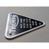 Plaque de Brevet de Carter de Distribution AVEC DÉFAUT Triumph Finition Aluminium