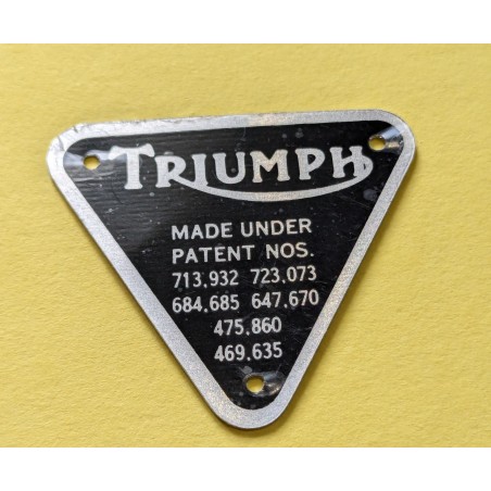 Plaque de Brevet de Carter de Distribution AVEC DÉFAUT Triumph Finition Aluminium