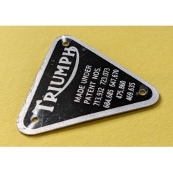 Plaque de Brevet de Carter de Distribution AVEC DÉFAUT Triumph Finition Aluminium