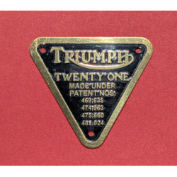 Plaque de Brevet pour Triumph TWENTY ONE, 3TA