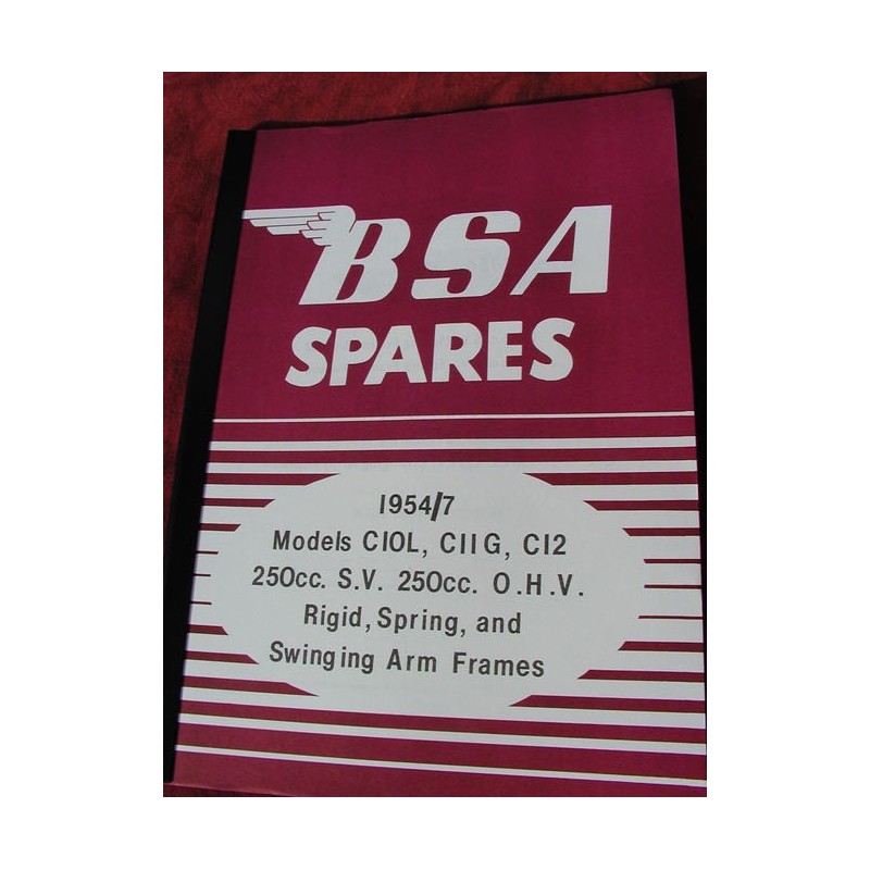 Livre de Pièces BSA  C10L, C11G, C12 250cc, Cadres Rigide, Coulissant et Oscillant, 1954-57