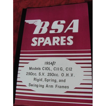 Livre de Pièces BSA  C10L, C11G, C12 250cc, Cadres Rigide, Coulissant et Oscillant, 1954-57