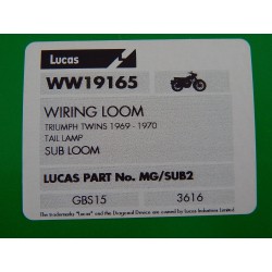 Faisceau Électrique Secondaire Pour Feu Arrière Triumph 69-70
