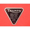 Plaque de Brevet de Carter de Distribution Triumph Finition Aluminium