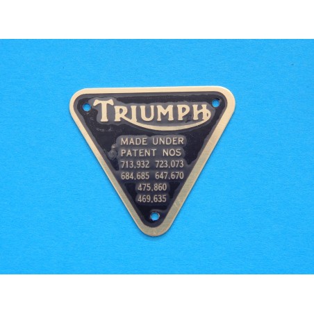 Plaque de Brevet de Carter de Distribution Triumph Finition Laiton
