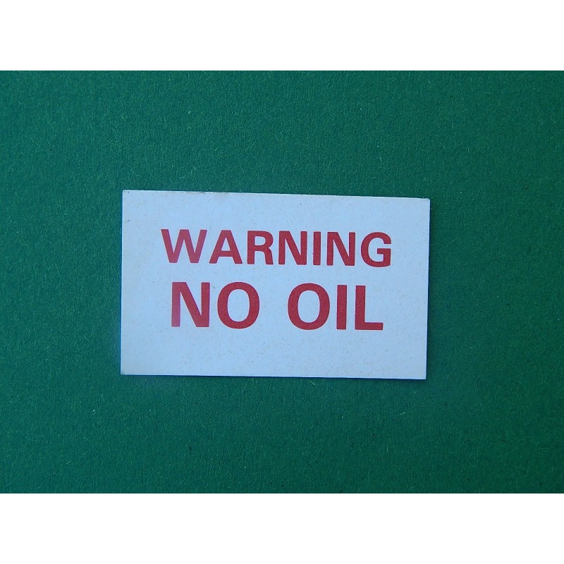 Décalcomanie Triumph Bonneville L F Harris WARNING NO OIL