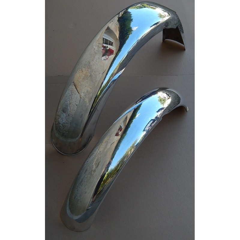 Paire de Garde-Boue avec Bride en Aluminium Poli Pour Triumph 500 et 650cc