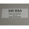 Pochette de Joints BSA 350cc OHVDB32 GOLD STAR 1953-57