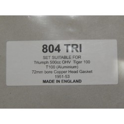 Pochette de Joints Triumph Pre Unit T100 Moteur Aluminium 1951-53