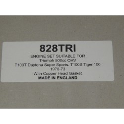 Pochette de Joints Triumph Unit T100T, T100S, T100C 1970-73