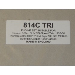 Pochette de Joints Triumph 500cc 5TA Speed Twin 1958-66, T100A Tiger 100 S/S 1960-66 Joint de Culasse Fin