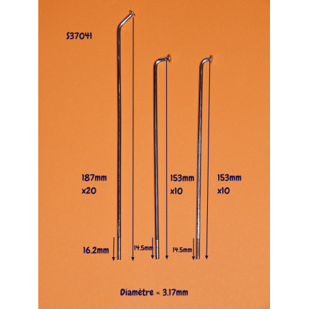 Jeu de 40 Rayons et Écrous en Inox pour Moyeu Conique 7 Pouces BSA  et Triumph