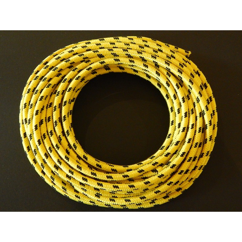 Câble Haut Tension Tressé, Jaune et Noir, le Mètre