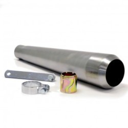 Silencieux Megaphone Court (43cm) Universel Sans Chicane en Acier Nu