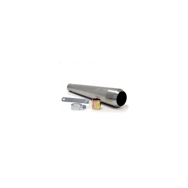 Silencieux Megaphone Court (43cm) Universel Sans Chicane en Acier Nu