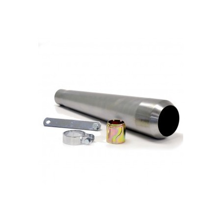 Silencieux Megaphone Court (43cm) Universel Sans Chicane en Acier Nu